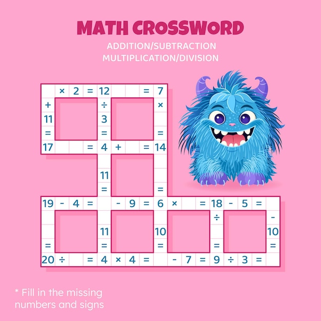 Cruces de matemáticas para niños Adición sustracción multiplicación y división Contado