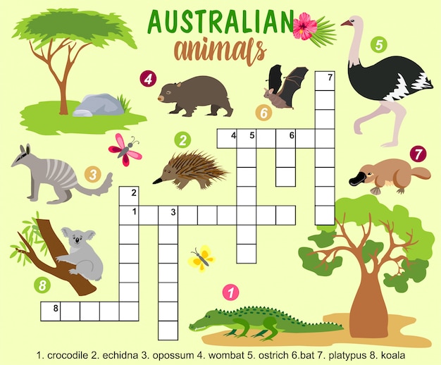 Crucigrama de animales australianos