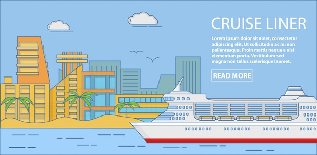 Cruise liner vector banner horizontal