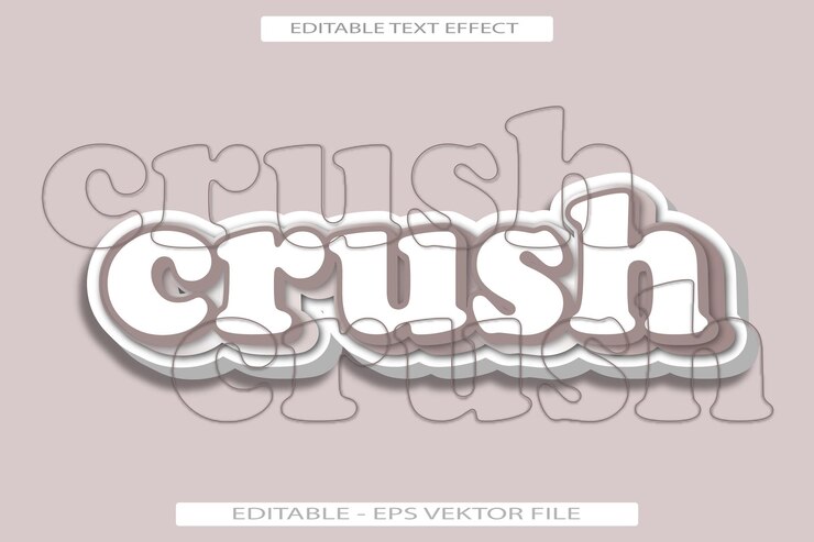 Vector crush editable text effect 3d flat stye design