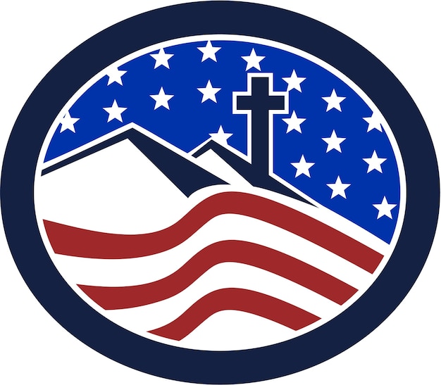 Cruz en el círculo de la bandera americana hill