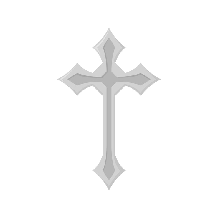 Vector cruz cristiana aislado sobre fondo blanco.