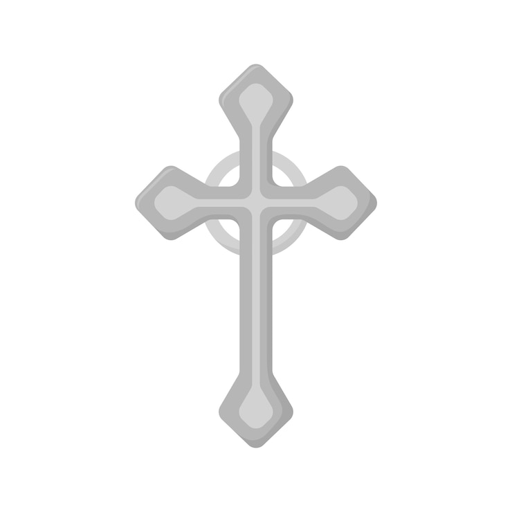 Vector cruz cristiana aislado sobre fondo blanco.