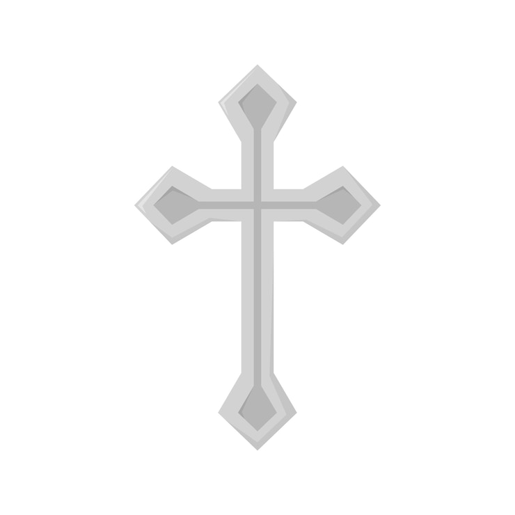 Vector cruz cristiana aislado sobre fondo blanco.