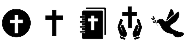 Cruz cristiana conjunto de iconos vectoriales Art Varius Black Christian Tsross Religión símbolos aislados sobre fondo blanco Vector illustrationEPS 10