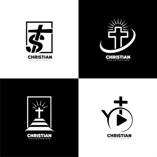 Cruz cristiana diseño conjunto vector