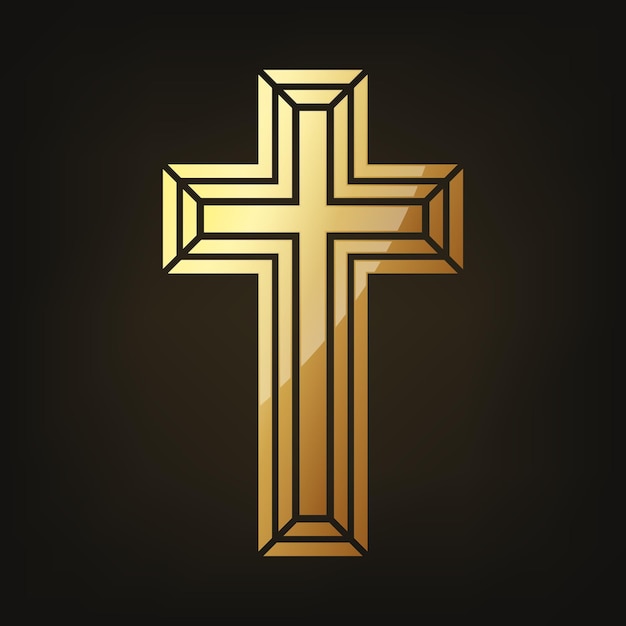 Vector cruz cristiana dorada ilustración vectorial
