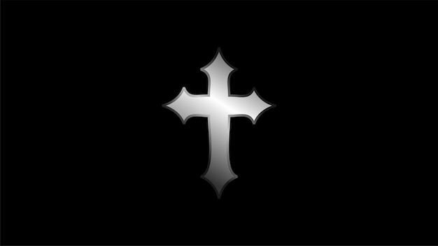 cruz cristiana de metal sobre fondo negro vector stock