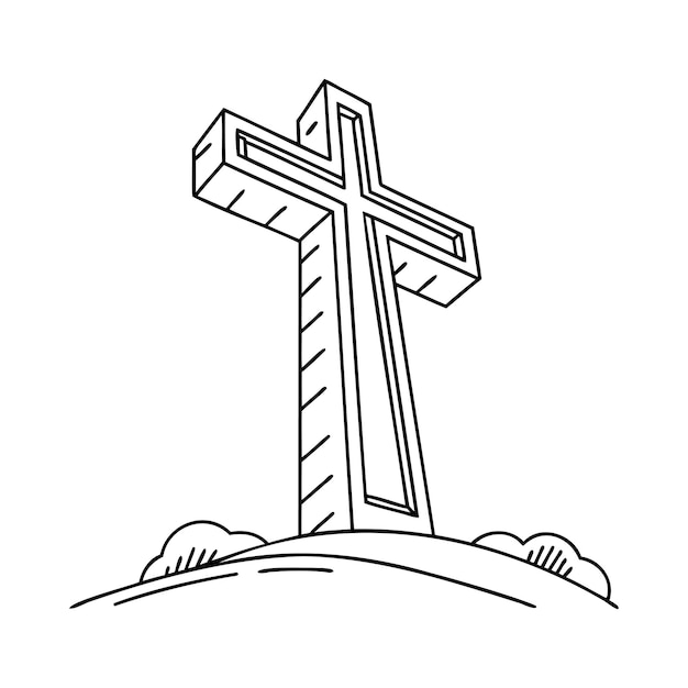 Cruz cristiana de pie en una colina cruz en una simple colina fondo símbolo de la iglesia
