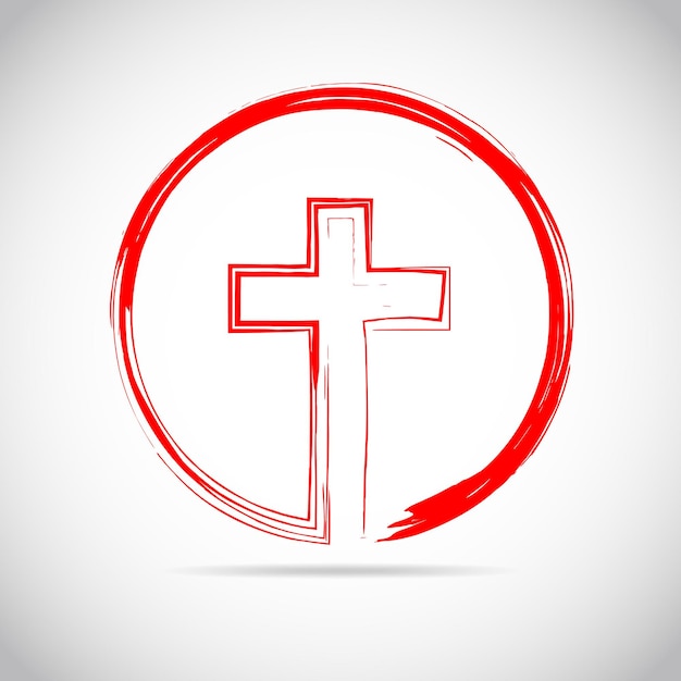 Cruz cristiana roja icono ilustración vectorial