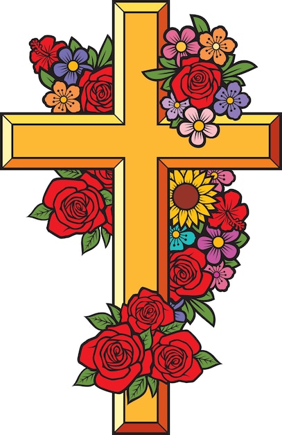 Vector cruz de flores