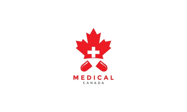 Cruz de hospital de salud médica con diseño de ilustración de vector de icono de logotipo de canadá de arce
