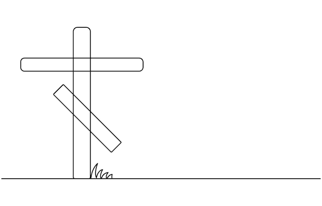 Cruz de Jesucristo en una línea continua dibujando cruz cristiana Cruz cristiana dibujada a mano