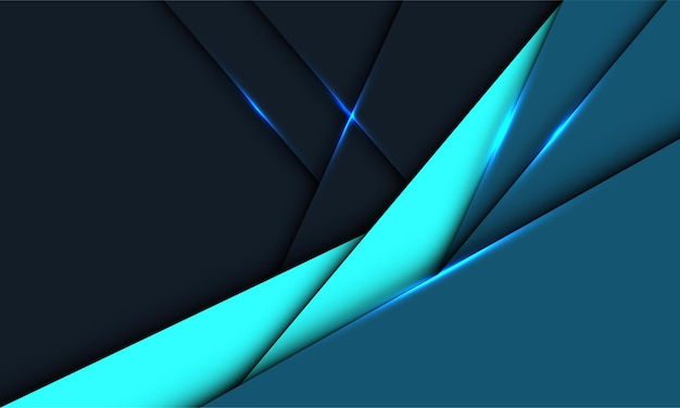 Cruz de línea de sombra de superposición metálica de tono azul abstracto sobre fondo futurista moderno gris oscuro