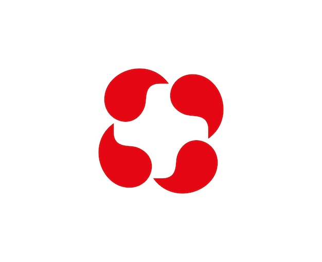 Cruz médica de icono de gotas de sangre Lucha contra el símbolo de la diabetes Emblema de medición de glucosa Logotipo moderno abstracto para medicina y farmacéutica Ilustración vectorial