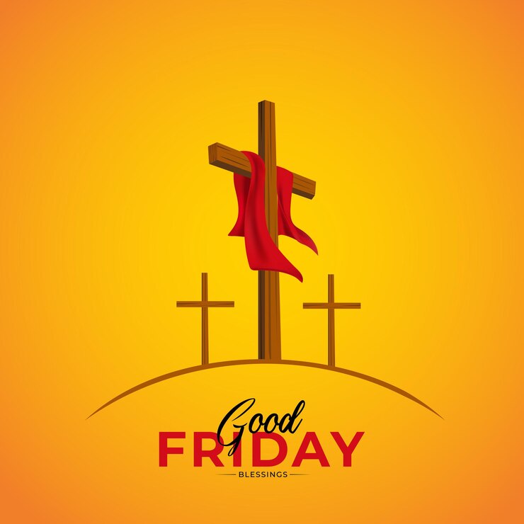 Vector una cruz con una pancarta que dice buen viernes