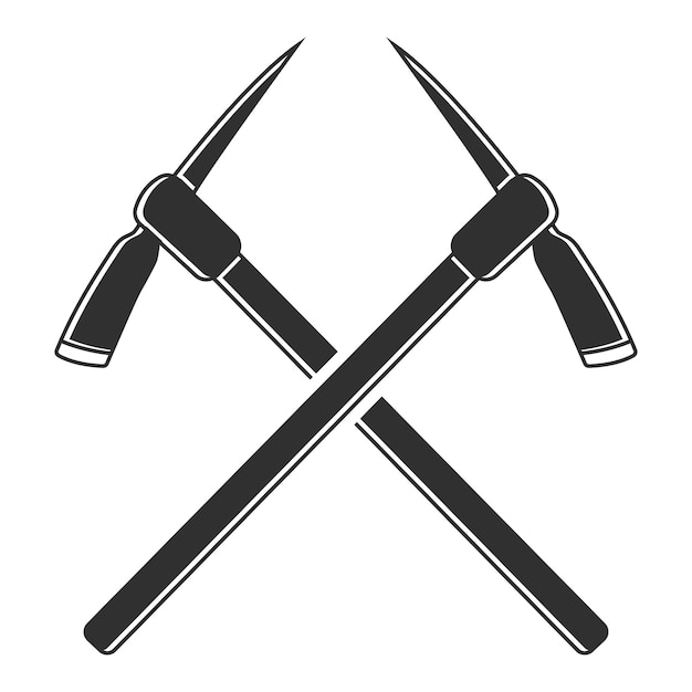 Cruz pick axe silueta pick axe vector elementos de trabajador equipo de trabajo herramienta de jardín