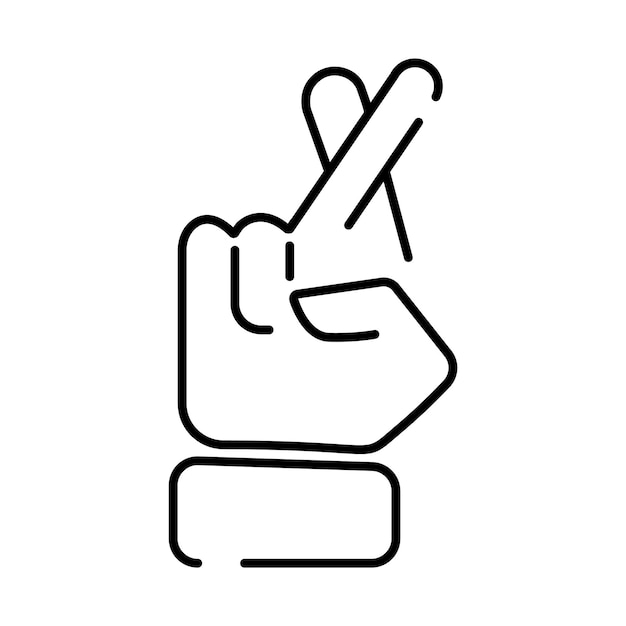 Cruzar los dedos emoji mano gesto línea arte vector icono para aplicaciones y sitios web