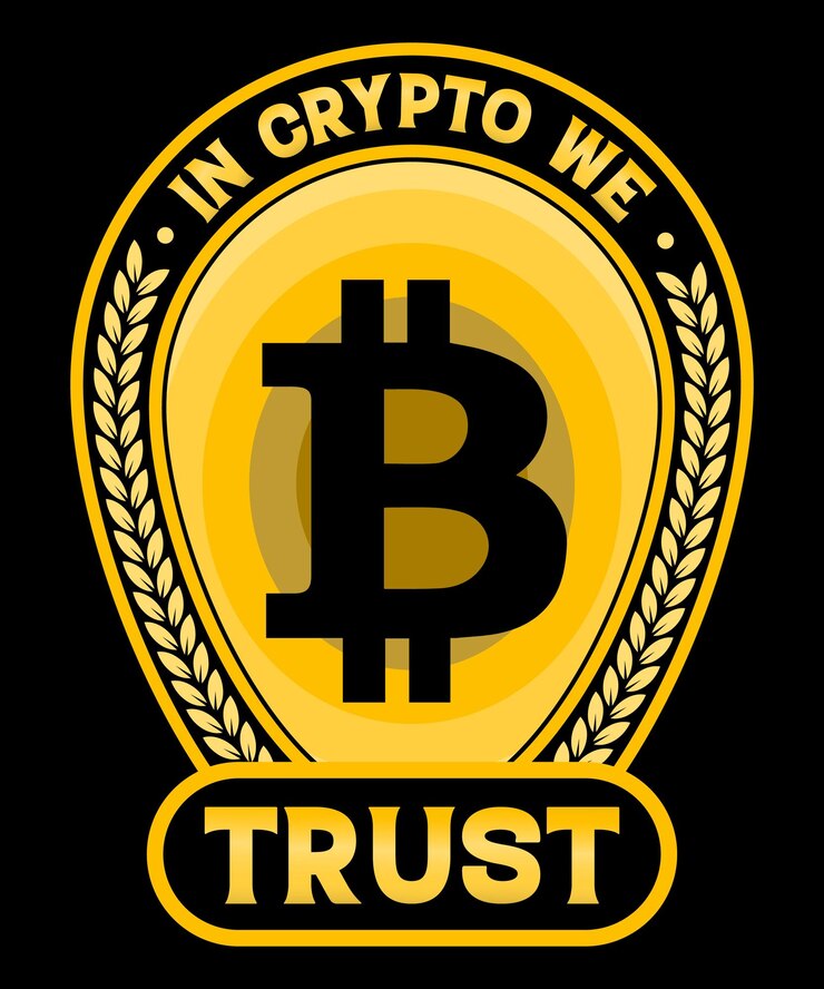 En Crypto nosotros, Trust. Diseño de camiseta Bitcoin Vintage