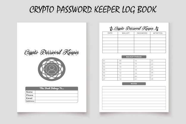 Crypto password keeper kdp diseño de libro de registro interior