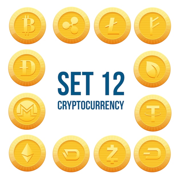 Cryptocurrency blockchain icon set