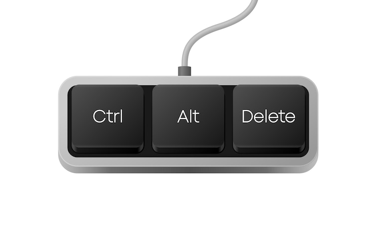 Vector ctrl alt combinación de botones de borrado teclado de computadora palabra en el teclado de la computadora ilustración vectorial