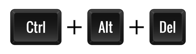 Ctrl Alt Del Combinación de teclas Control de teclado Acortado de computadora Laptop Dispositivo de entrada funcional Peripheral Introduzca el texto Tipo de escritura teclas de acceso rápido Lenguaje de diseño qwerty Vector