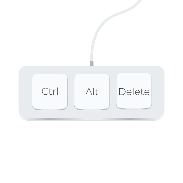 Ctrl Alt y Supr sobre fondo blanco icono de método abreviado de teclado de estilo plano para el diseño de su sitio web aplicación de logotipo interfaz de usuario tres botones para corregir el símbolo de la computadora