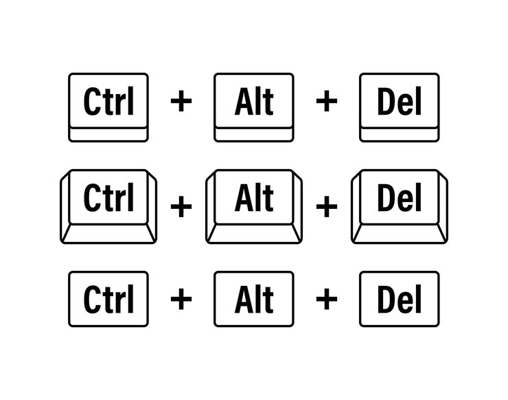Vector ctrl alt del teclas de método abreviado teclas del teclado botón de la computadora ilustración de stock vectorial