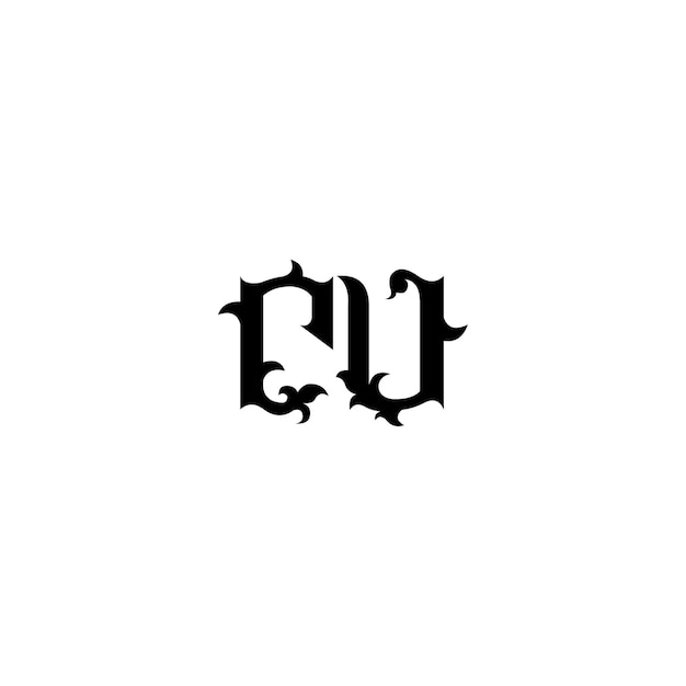 CU monograma logotipo diseño carta texto nombre símbolo monocromo logotipo alfabeto carácter simple logotipo