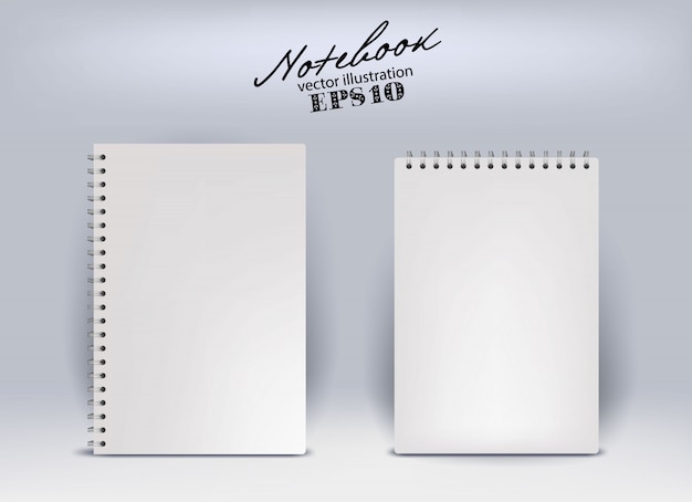 Vector cuaderno abierto blanco en blanco en una primavera. aislamiento de papelería de ilustración de plantilla.