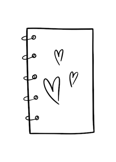 Cuaderno en anillos con hojas sueltas para escribir y dibujar útiles escolares de oficina con corazones