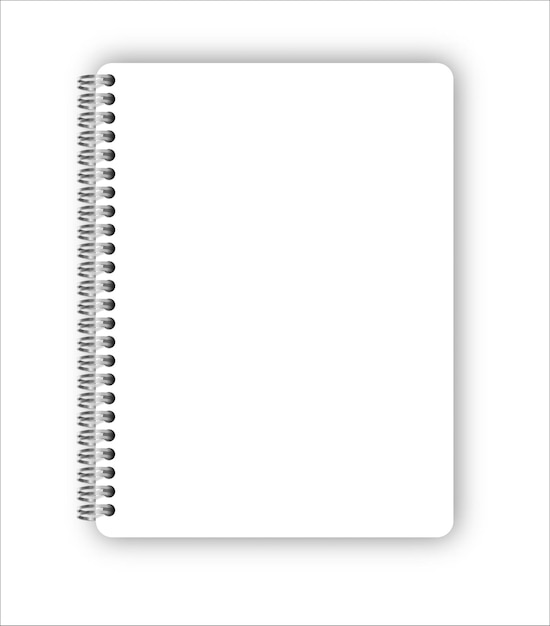 Cuaderno en blanco de vector espiral de metal realista aislado en blanco