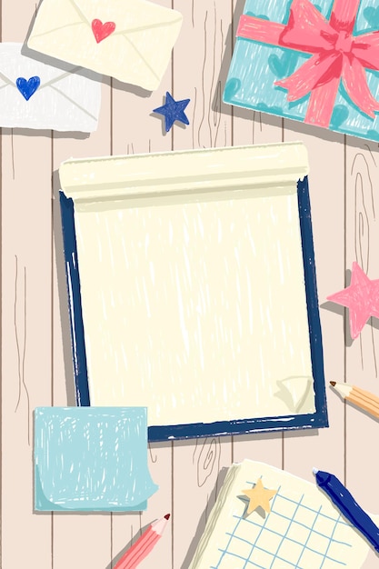 Cuaderno en blanco en un vector de fondo de madera