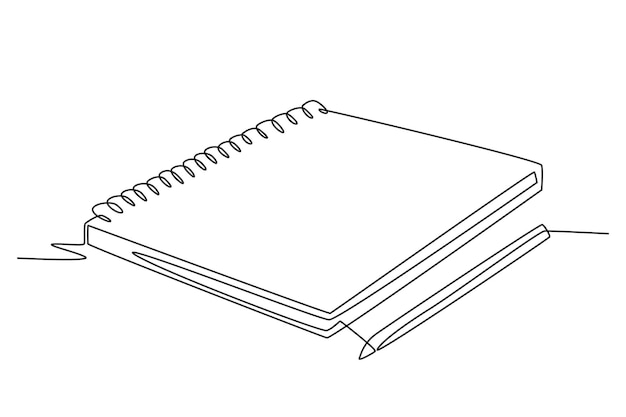Cuaderno y bolígrafo Concepto de cuadernos dibujo en línea