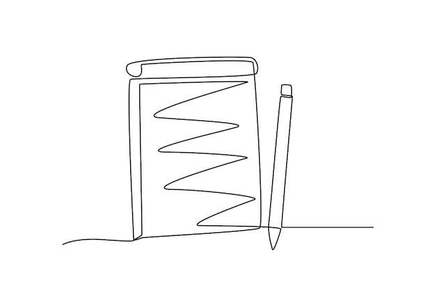 Cuaderno y bolígrafo Concepto de cuadernos dibujo en línea