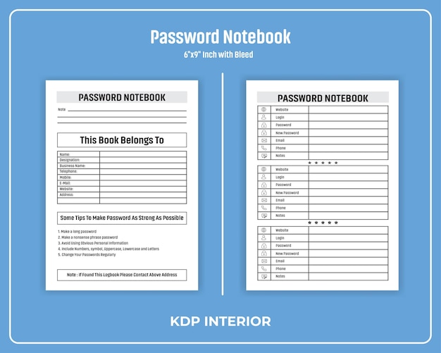 Cuaderno de contraseñas KDP Interior