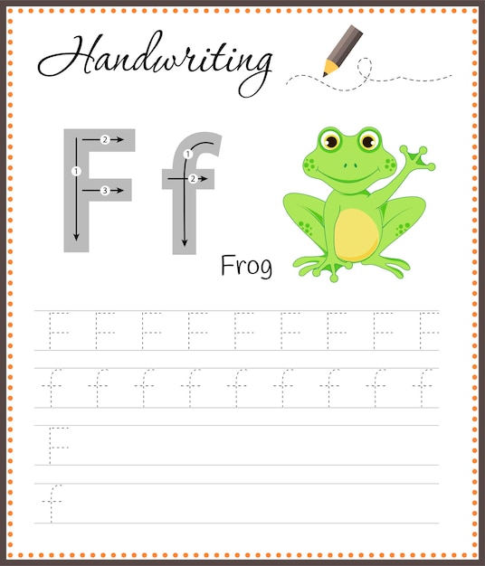 Cuaderno de ejercicios de escritura a mano para niños Hojas de trabajo para aprender letras Libro de actividades para niños Páginas educativas para preescolar Letra F