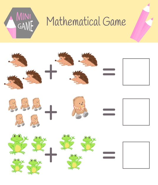 Cuaderno de ejercicios de matemáticas para la educación preescolar. puzzles para niños. aprenda a contar. resolver ejemplos.