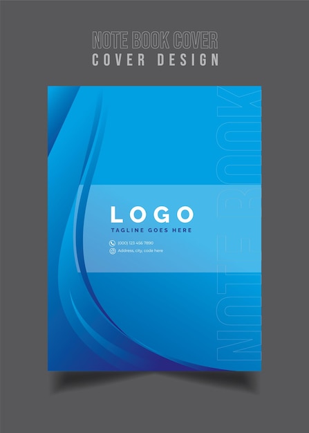 Cuaderno con fondo de color azul lujo y moderno diseño de portada de cuaderno diseño de página superior del cuaderno