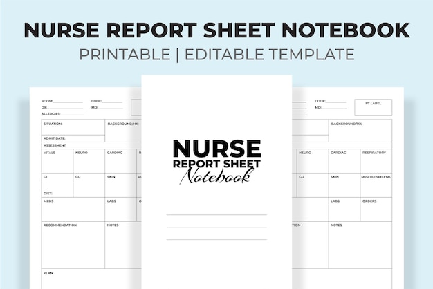 Cuaderno de hoja de informe de enfermera