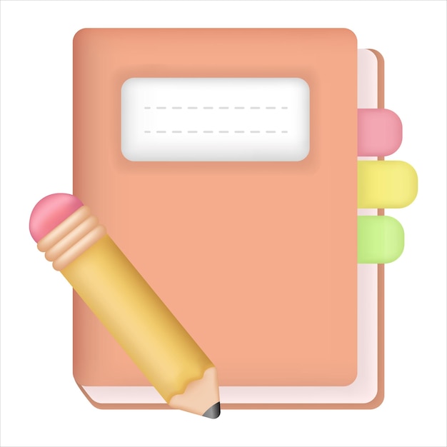 Cuaderno con icono de lápiz para educación y concepto de clase en línea Elemento de vector escolar