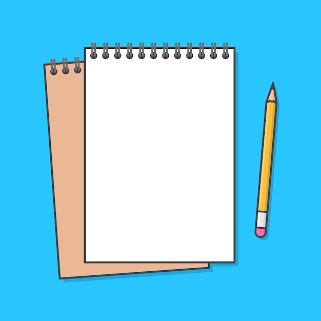Vector cuaderno con una ilustración de icono de lápiz