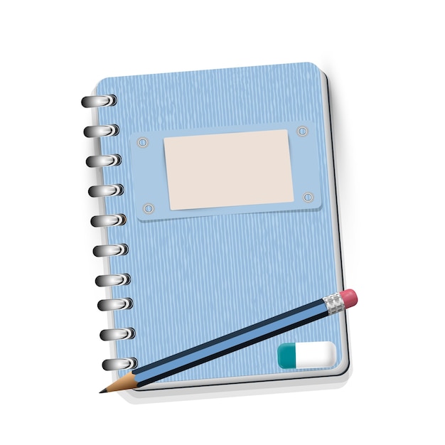 Vector cuaderno con lápiz