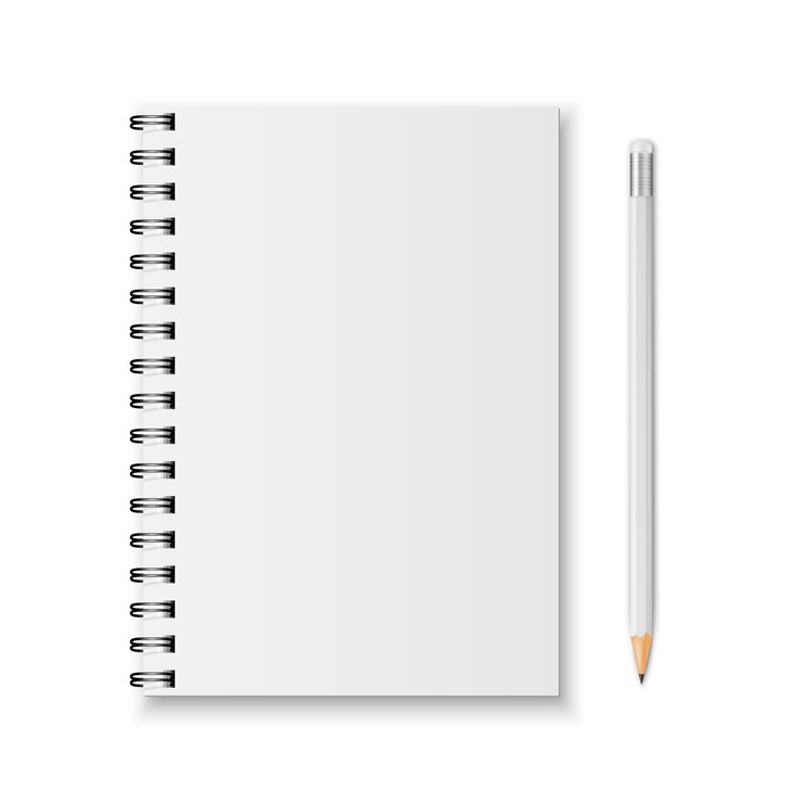 Vector cuaderno y lápiz