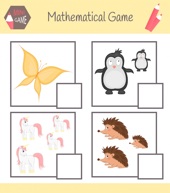 Cuaderno de matemáticas para la educación preescolar. Puzzles para niños. Aprende a contar. Resolver ejemplos
