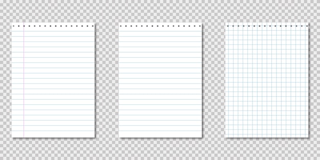 Cuaderno de papel. Plantilla realista con cuaderno de papel en transparente