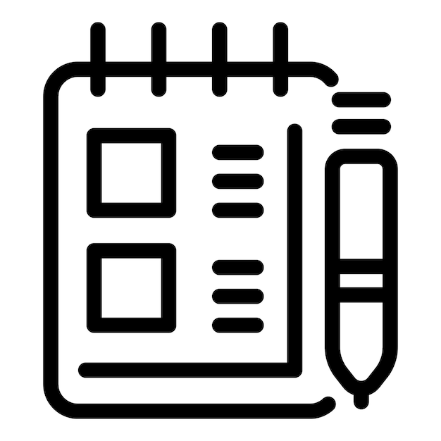 Cuaderno con pluma para escribir la estrategia de negocio y tomar notas