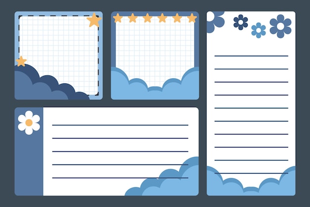 Cuadernos de cuadernos y cuadros de recortes Estética plantillas de papelería