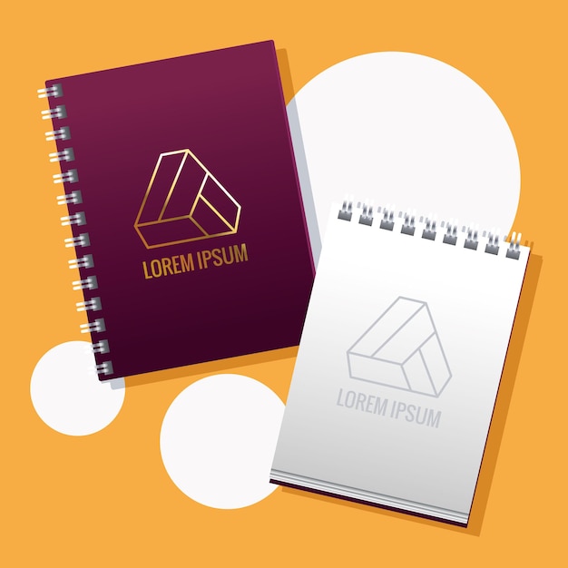 Cuadernos con ilustración de marca de emblemas traingle